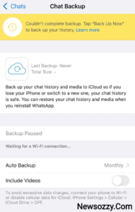 iphone whatsapp i cloud chat back up