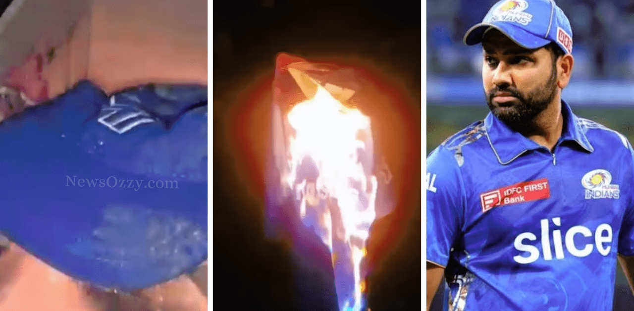 Fan burns Mumbai Indians jersey after removal of Rohit Sharma as captain