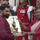 Mohammed Shami receives the Arjuna Award from the President of India