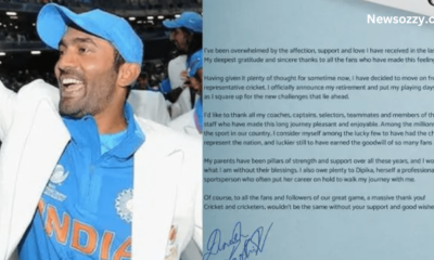 Dinesh Karthik Makes Official Announcement About His Retirement on Social Media